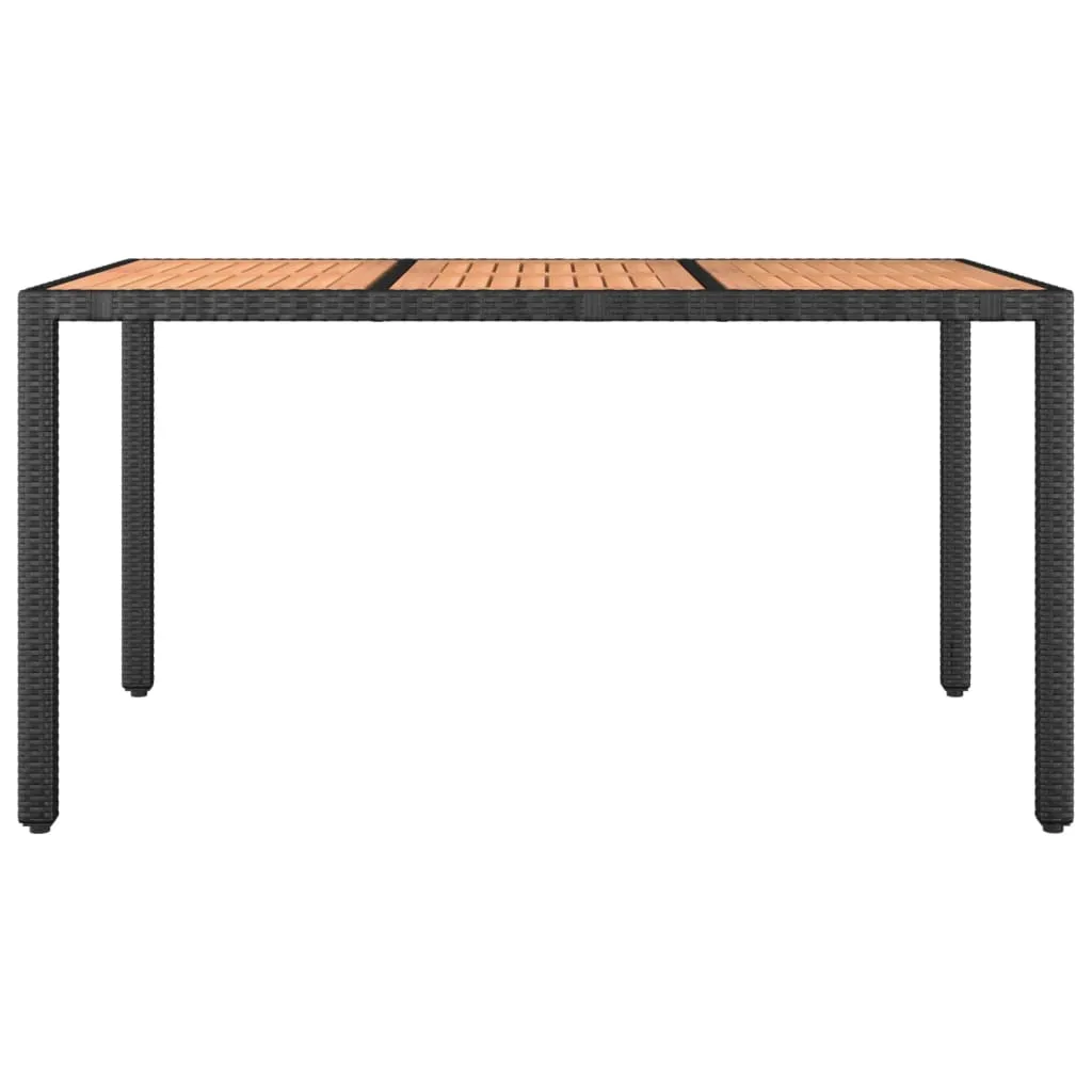 Table de Jardin Robuste en Bois et Poly Rotin Résistant aux Intempéries