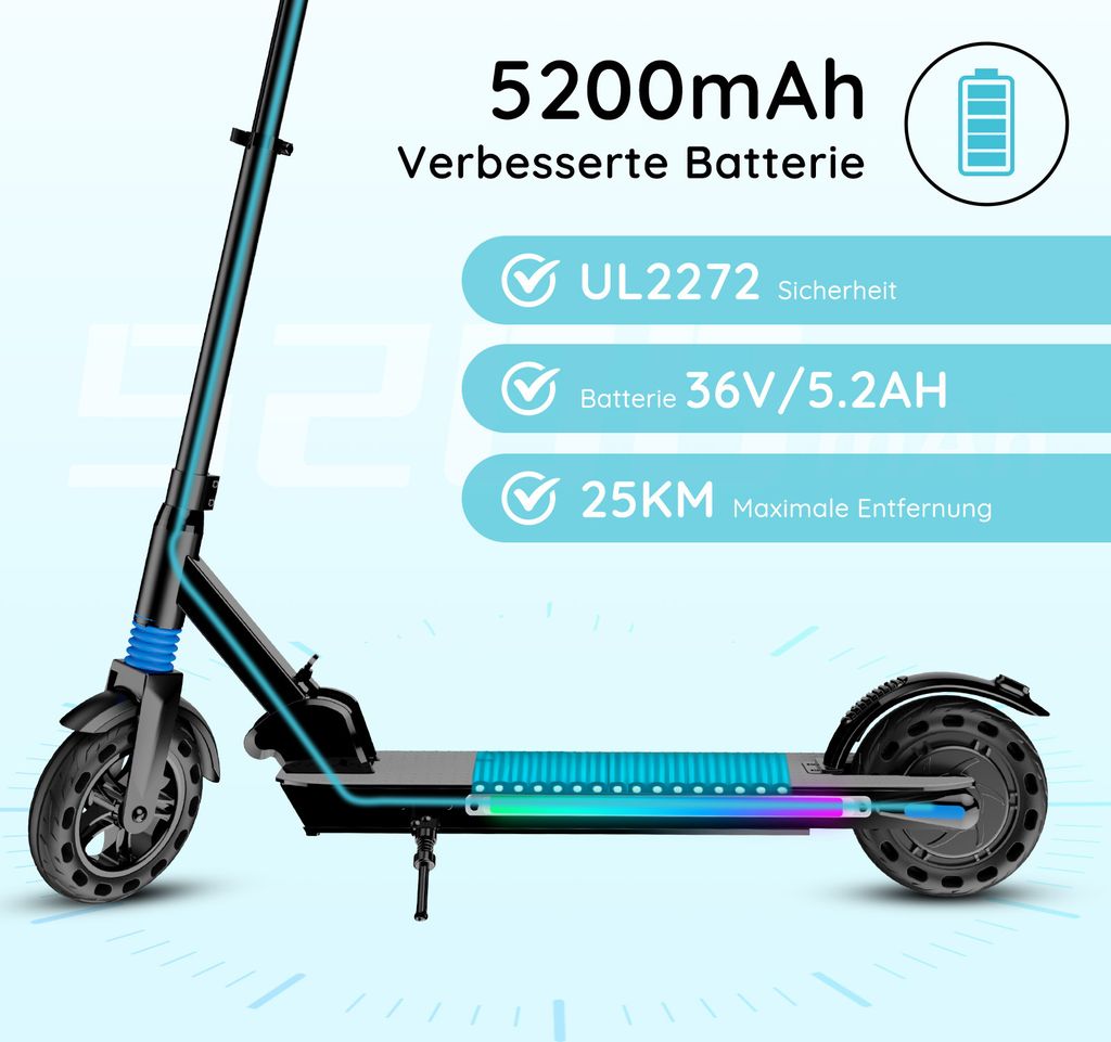 Elektroscooter Kinder Klappbar E-Scooter mit LCD-Anzeige Produktbild 6