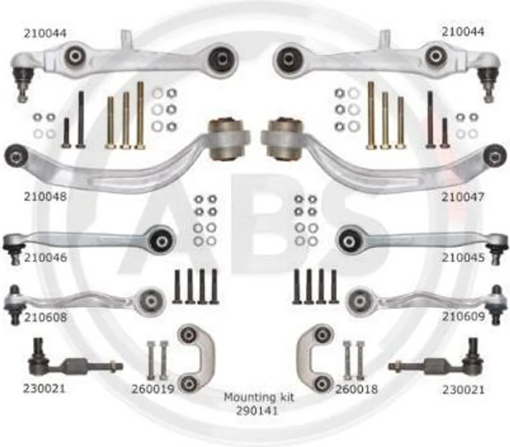 Kit bras de suspension complet pour train avant Audi A4 et Passat 3B