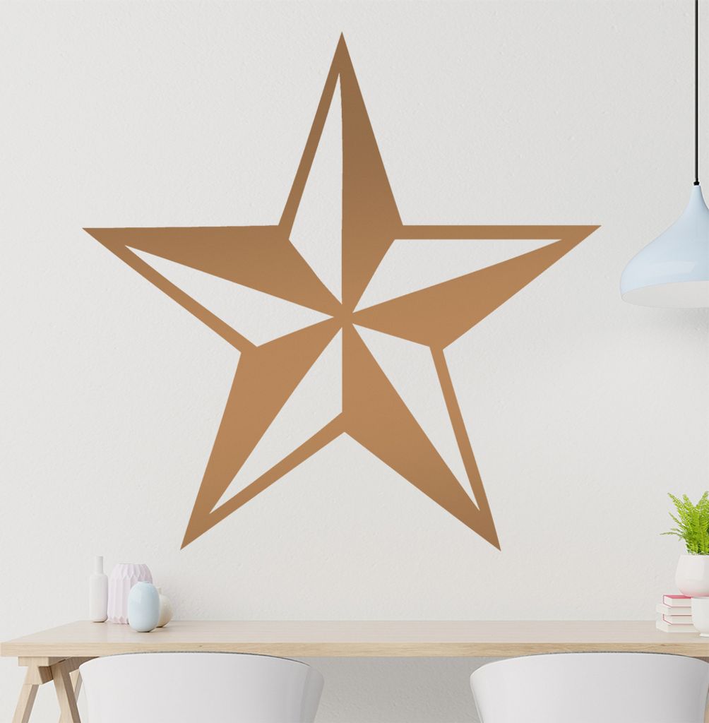 nautischer Stern Wandtattoo in 6 Größen - Wandaufkleber Wall Sticker - Dekoration, Küche, Wohnzimmer, Schlafzimmer, Badezimmer