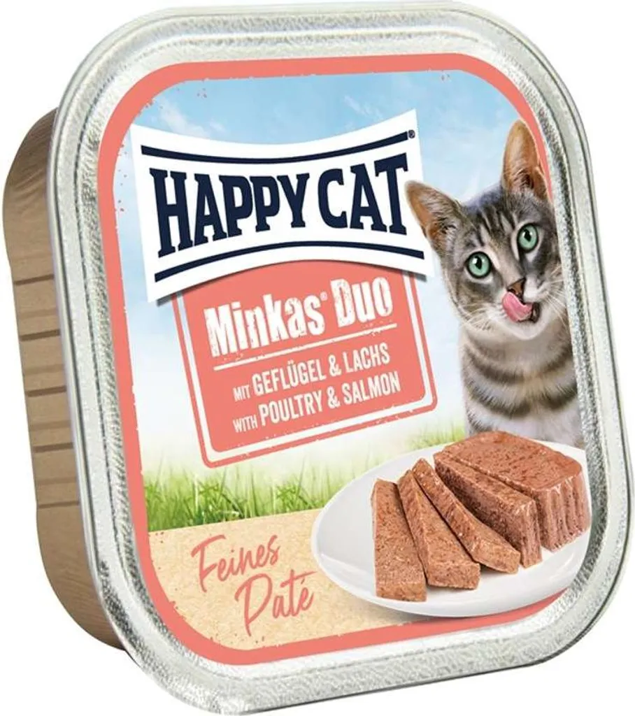Pâtée pour Chat Happy Cat Minkas Duo Volaille Saumon 16 Sachets 100g