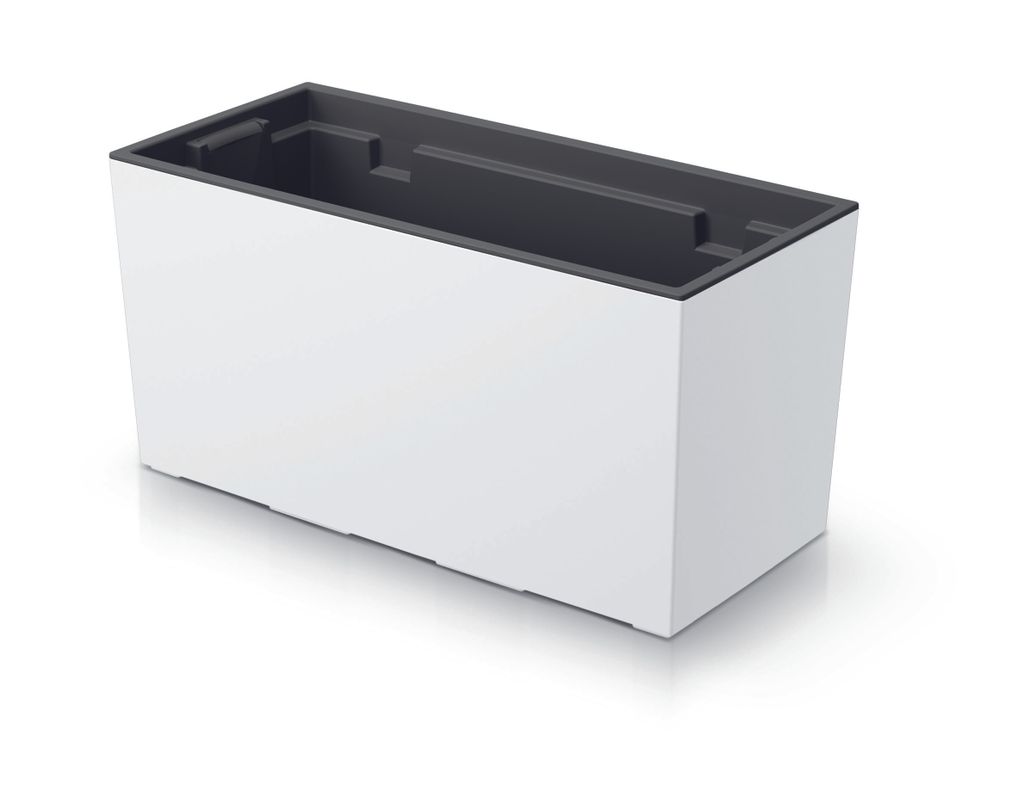 Urbi Case Blumenkasten mit Innentopf für Innen- und Außenbereich Rechteckig Blumentopf UV-beständig (395x185x195mm, Weiß)