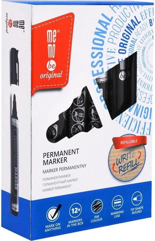 MemoBe schwarzer Permanentmarker (12 Stück) Produktbild 