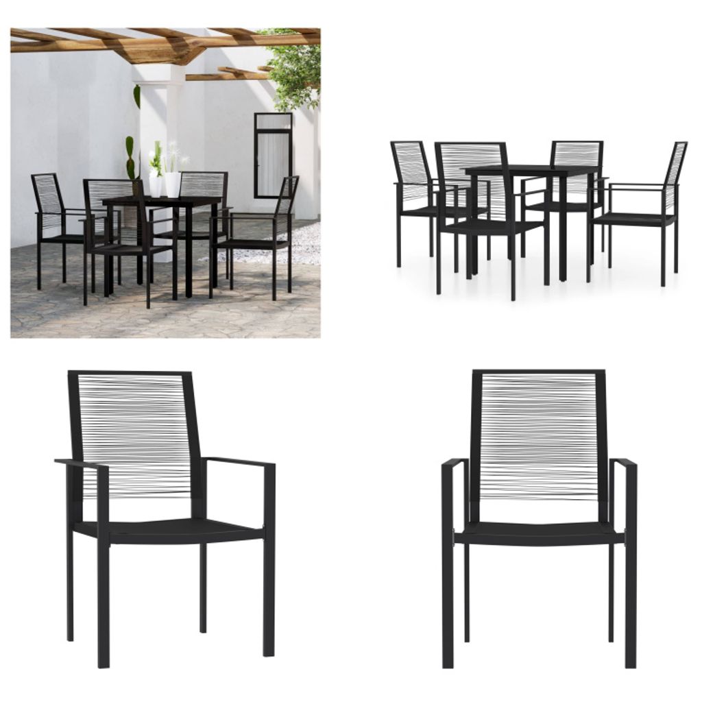 vidaXL 5 tlg. Garten Essgruppe Schwarz - Garten-Essgruppe - Garten-Essgruppen - Outdoor-Essgruppe - Terrassen-Essgruppe
