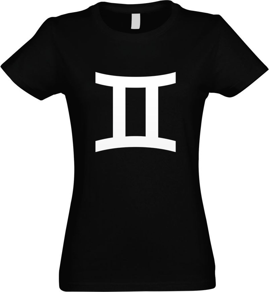 Kiwistar - T-Shirt tailliert - Damen - schwarz - Zwilling Sernzeichen - mit Motiv Bedruckt - Funshirt Design - Sport - Freizeit - Damen - S