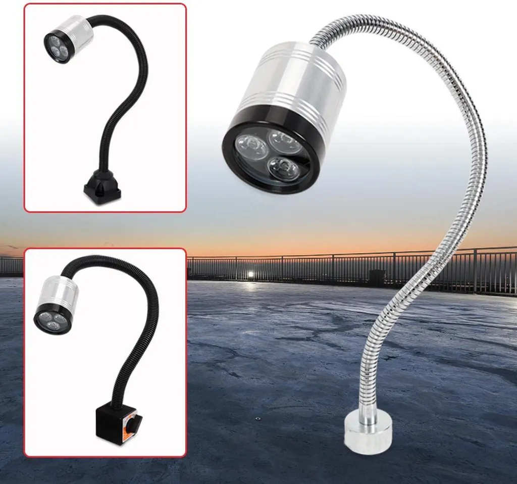 Lampe de machine CNC LED 6W 220V - Éclairage industriel flexible argent