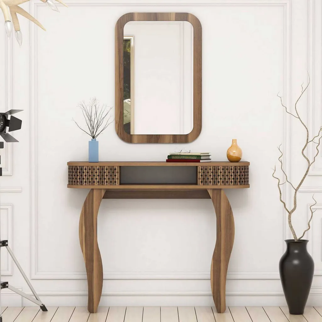 Commode Gain de Place Damla Noyer 85x105x30 cm - Solution de Rangement