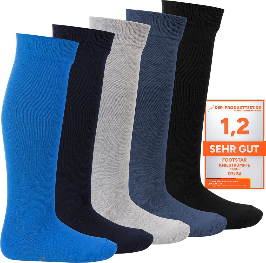 Footstar EVERYDAY! Kinder Kniestrümpfe (5 Paar) Jeanstöne Produktbild 