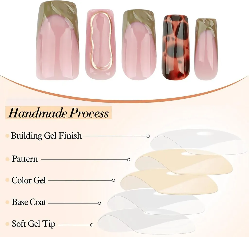 24 pezzi Leopard French Tip Press on Nails Set - 5