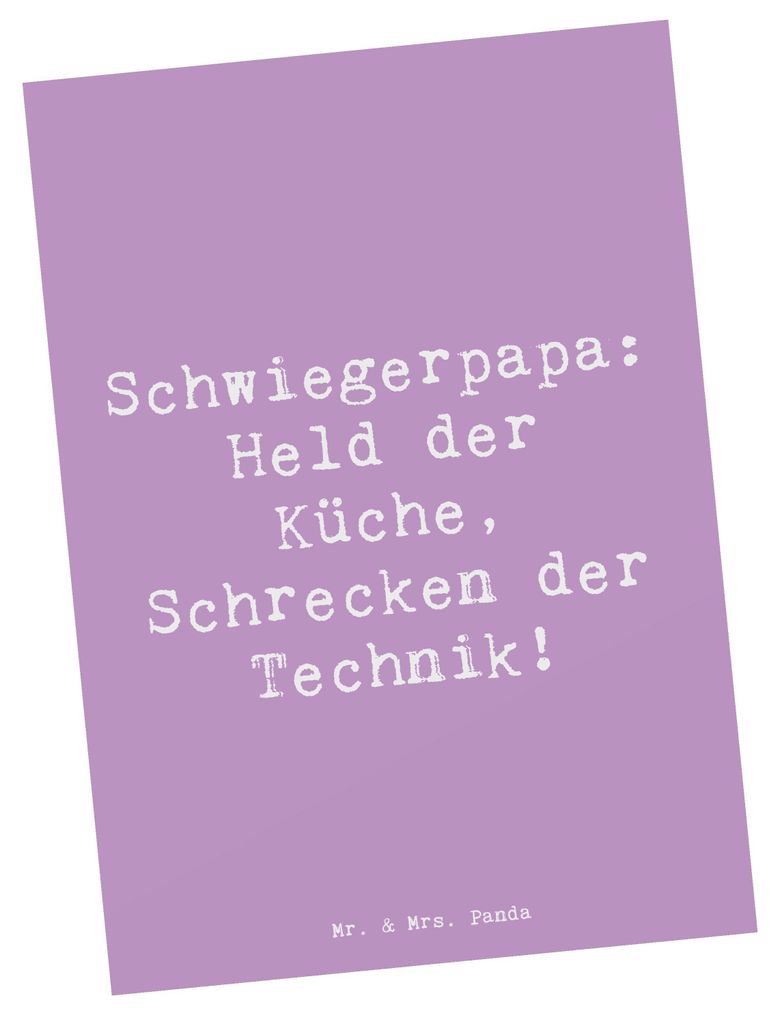 Mr. & Mrs. Panda bildkarte Spruch Schwiegerpapa Küche - Lavendeltraum - Geschenk, Grußkarte, Kunstkarten, Ansichtskarten, Postkarte, Humor, Techn...