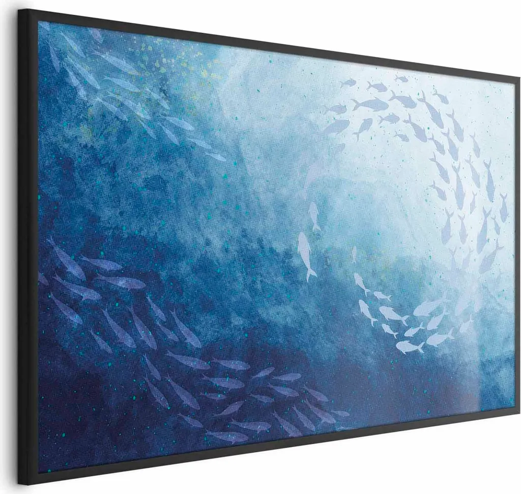 Quadro Oceano Moderno 90x60 cm - Cornice Nera Minimalista Elegante