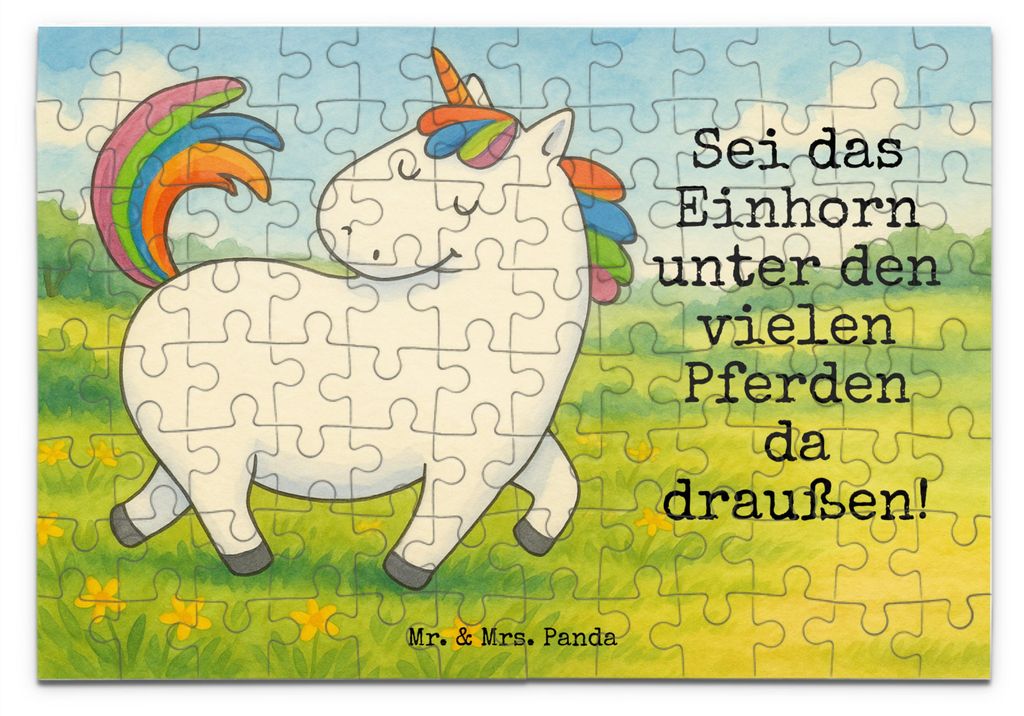 Mr. & Mrs. Panda Puzzle Einhorn Stolzieren Design 96 Teile - Weiß - Geschenk, Pferd, Reiter, Puzzlespiel, 1000, 1500, Unicorn, Einhörner, 2000, 5...