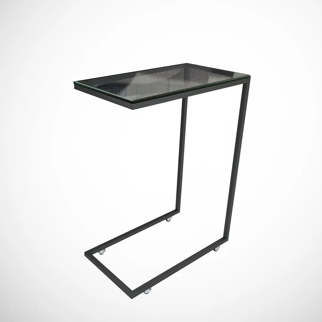 Skye Decor Callen Table d'Appoint en Verre Anthracite - 46 x 62 x 26 cm