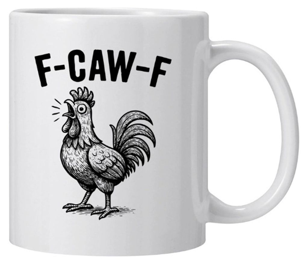 Personalisierter F-Caw-F Hühnerbecher, 440 ml, Keramik-Kaffeebecher, lustiger Hahn-Becher mit Bauernhoftier-Humor, wiederverwendbar, spülmaschine...