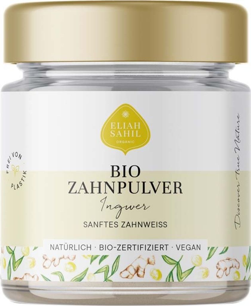 Eliah Sahil Zahnpulver Ingwer | 45 g | ohne Fluorid | natürliche Zahnreinigung | frischer Geschmack | bio | vegan