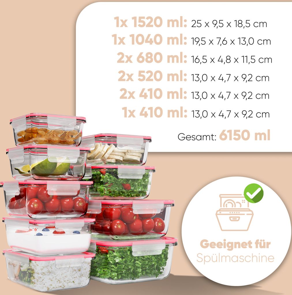 classbach® Frischhaltedosen Glas mit Deckel | 9er Set | für Produktbild 4