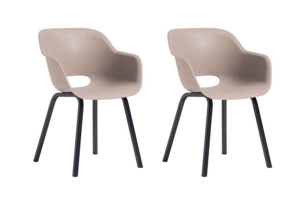Keter Noa Gartenstuhl - 2 Stück - 55x56,5x80cm - Metallgestell - Beige
