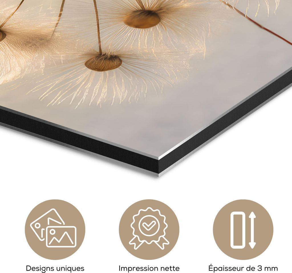 MuchoWow Wanddekoration Metall Metallbild Wandkunst 20x20 cm Blumen - Braun - Pflanzen - Botanisch MuchoWow Aluminium Gemälde - Alu Dibond Bilder
