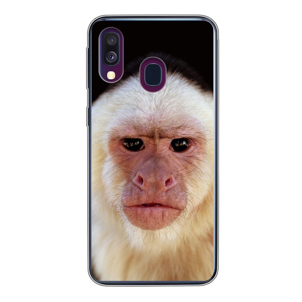 MuchoWow Handyhülle Schutzhülle Hülle für Samsung Galaxy A40 Affe - Fell - Schwarz Silikon Softcase Handy Hülle - Handy-Tasche