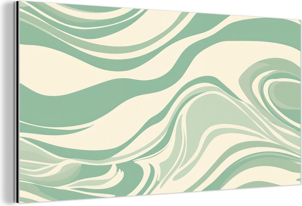 MuchoWow Wanddekoration Metall Metallbild Wandkunst 80x40 cm Organische Linien - Mintgrün - Marmor MuchoWow Aluminium Gemälde - Wanddekoration - ...