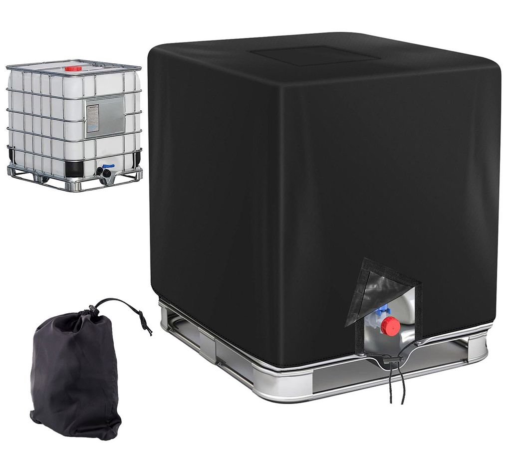IBC Tank Abdeckung, Abdeckplane, Wassertank 1000L, Schutzhülle, Schutzhaube, Schutzplane, für IBC-Tank, Regenwassertank, 120x100x116 cm, Schwarz