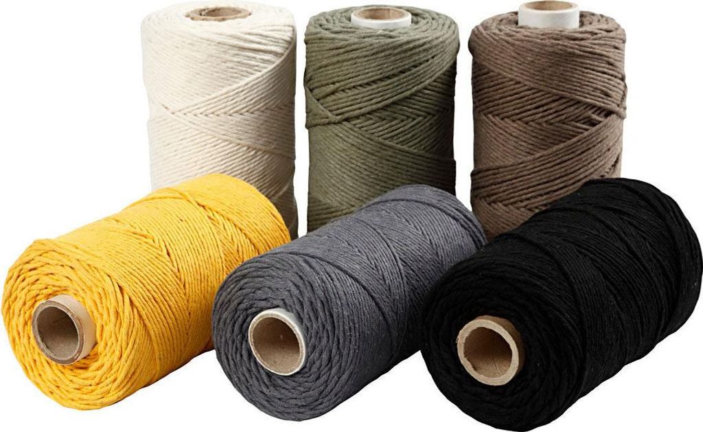 Creativ Company Makramee Garn Set - 6 Farben - 6x198m Baumwolle