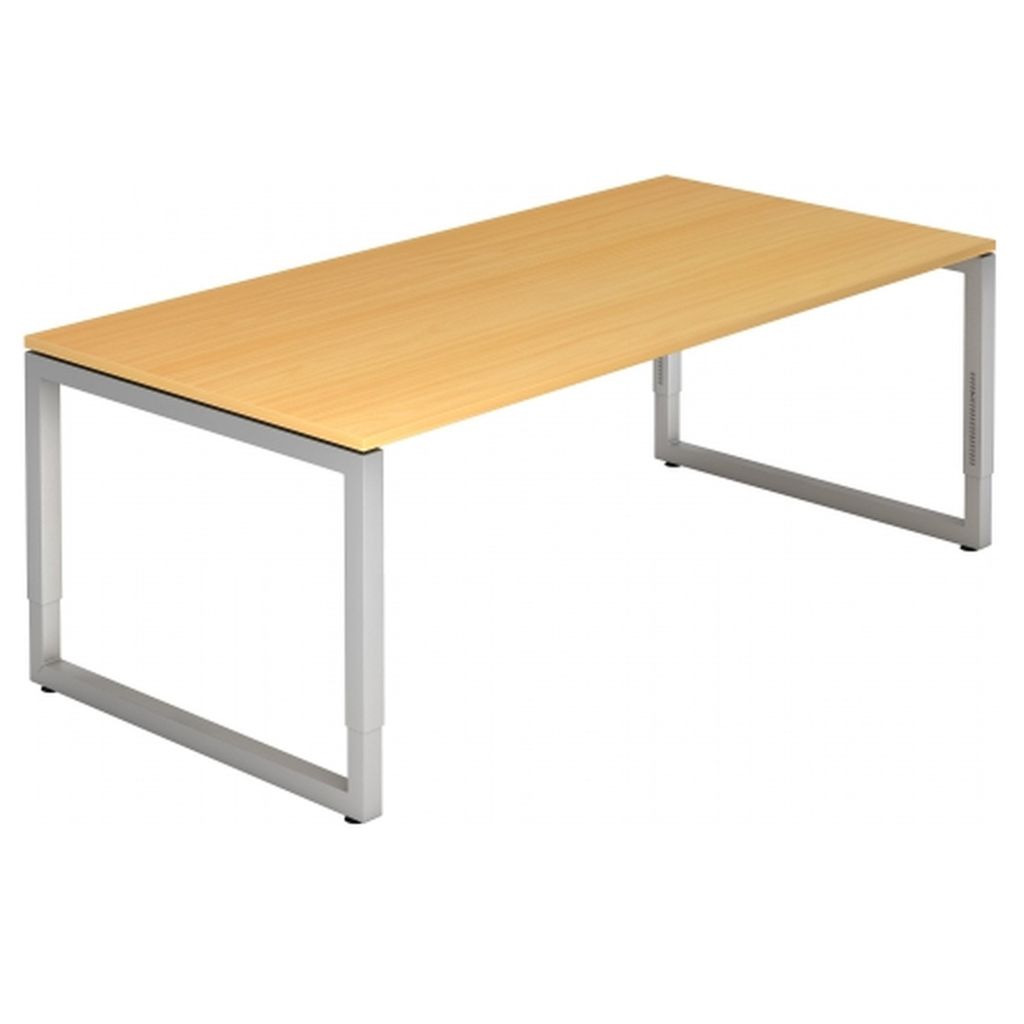 Büro Schreibtisch 200x100 cm Modell RS2E mechanische Höheneinstellung 6=Buche-silber