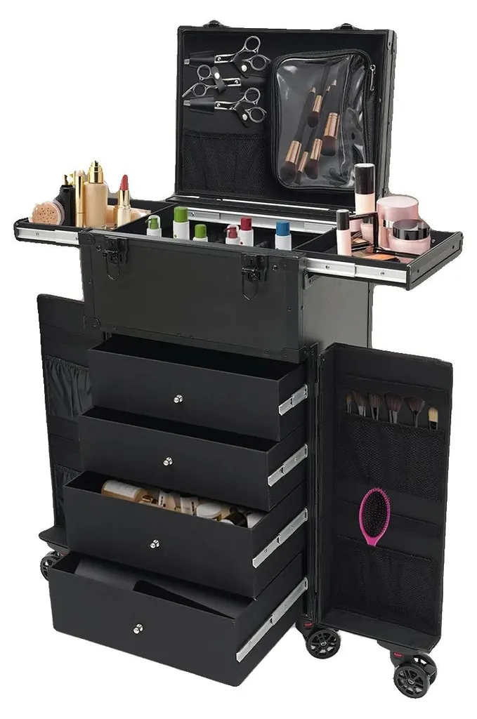 Trousse à maquillage noire format voyage en matériaux ultra résistants