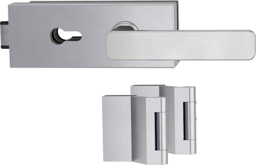 Griffwerk PURISTO S -Edelstahl matt Ganzglastürbeschlagset -3-teiliger Bandsatz -mit Griff DESM MINIMAL MODERN -SG -PZ