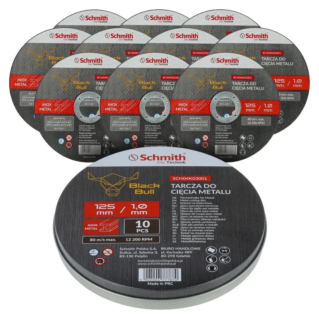 Schmith metalen doorslijpschijf 125x1mm Black Bull, Productafbeelding 