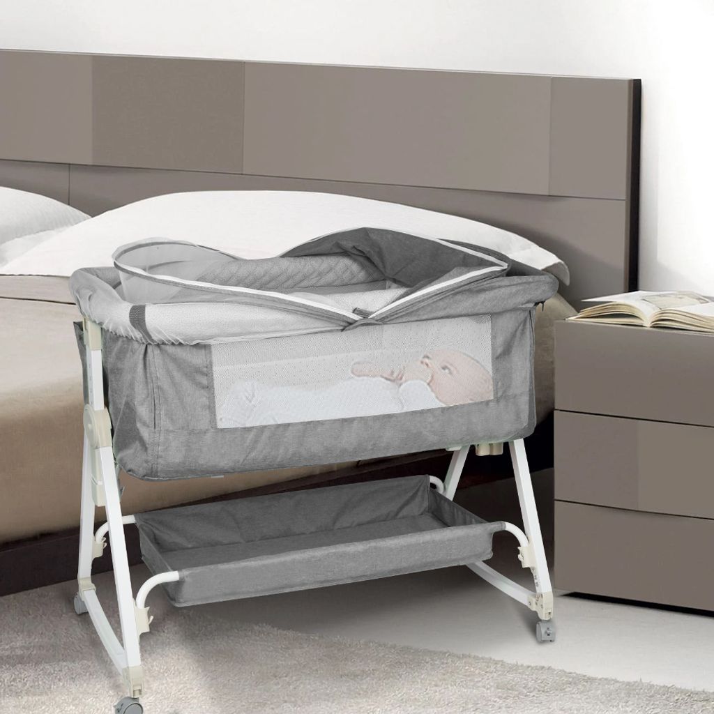 3in 1 Beistellbett & Babywiege & Reisebett Höhenverstellbar Produktbild 