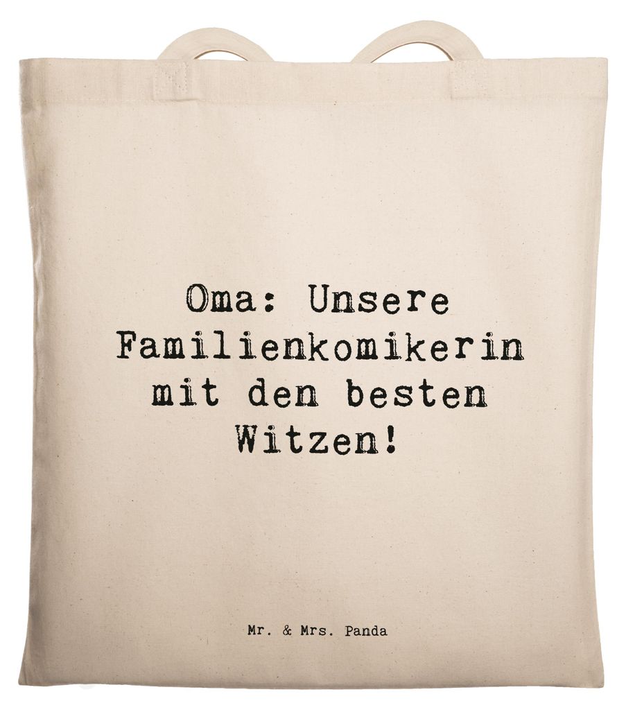 Mr. & Mrs. Panda Stoffbeutel Spruch Oma Familienkomikerin - Transparent - Geschenk, Tragetasche, einzigartige Designs, herzlich, Omi, Familienfeier...