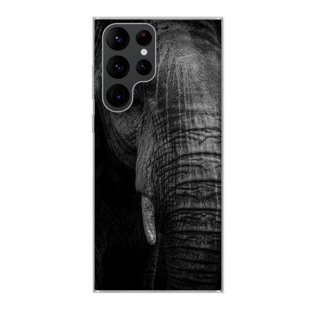 MuchoWow Handyhülle Schutzhülle Hülle für Samsung Galaxy S22 Ultra Elefant - Tier - Porträt Silikon Softcase Handy Hülle - Abbildung