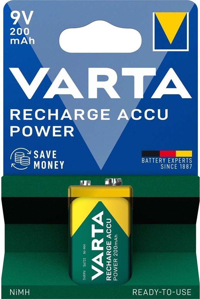 Varta -56722/1, Wiederaufladbarer Akku, 9V, Produktbild 