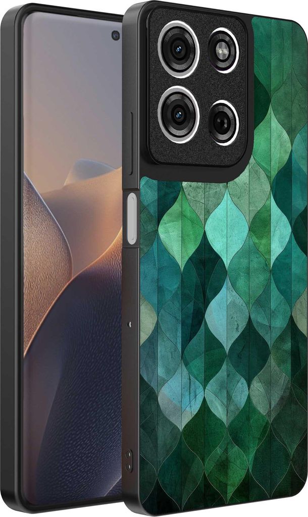 Fit für Motorola Edge 60 Pro Telefon Fall mit grünen Blättern Impressum - TPU Backcover Fall grüne Blätter Design - Grün - Smartphonica