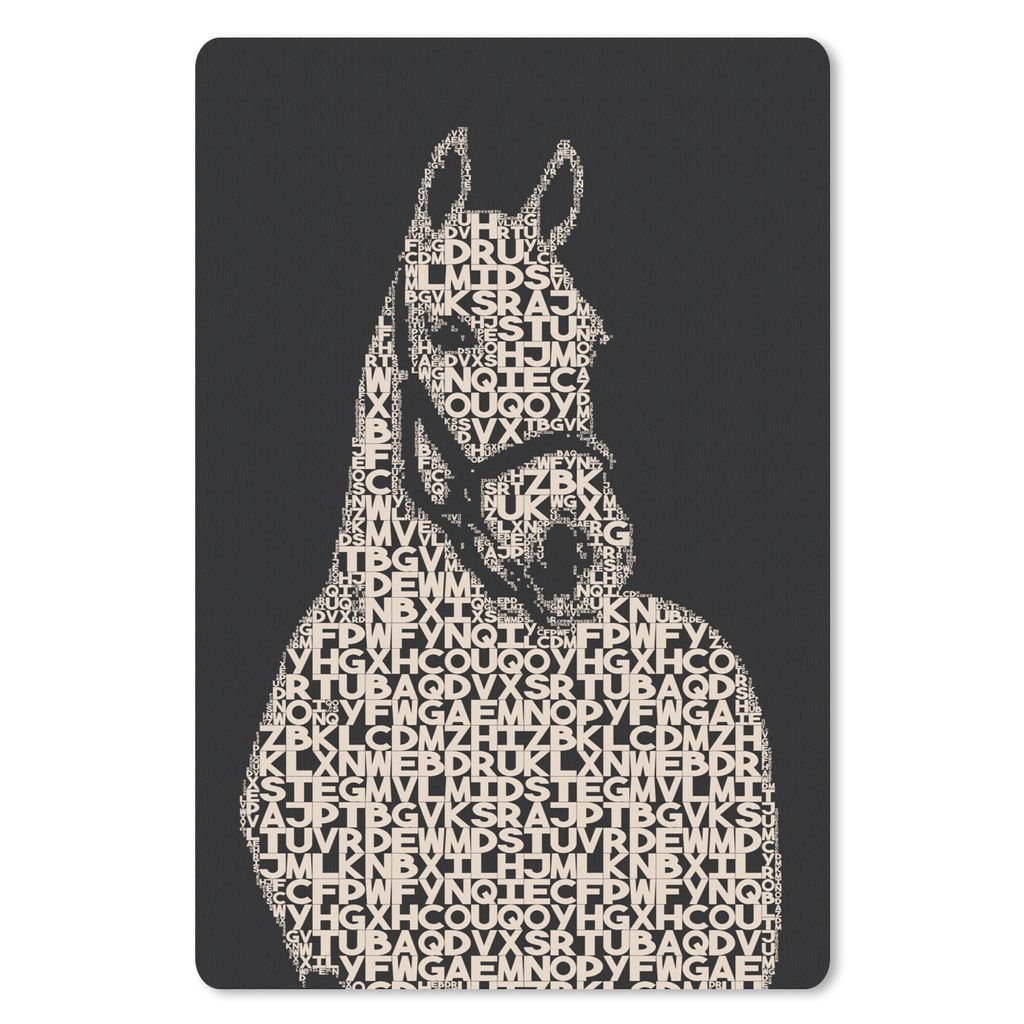 MuchoWow Mauspad Mousepad Pferd - Briefe - Schwarz - Mädchen - Kinder - Mädchen 40x60 cm - Mousepads - Maus Mat - Pad - Mausunterlage - Schreib...