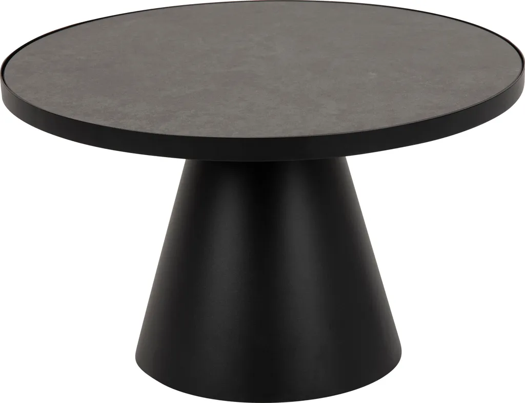 Table basse de salon ronde Sun noire Ø65 cm, mobilier style industriel