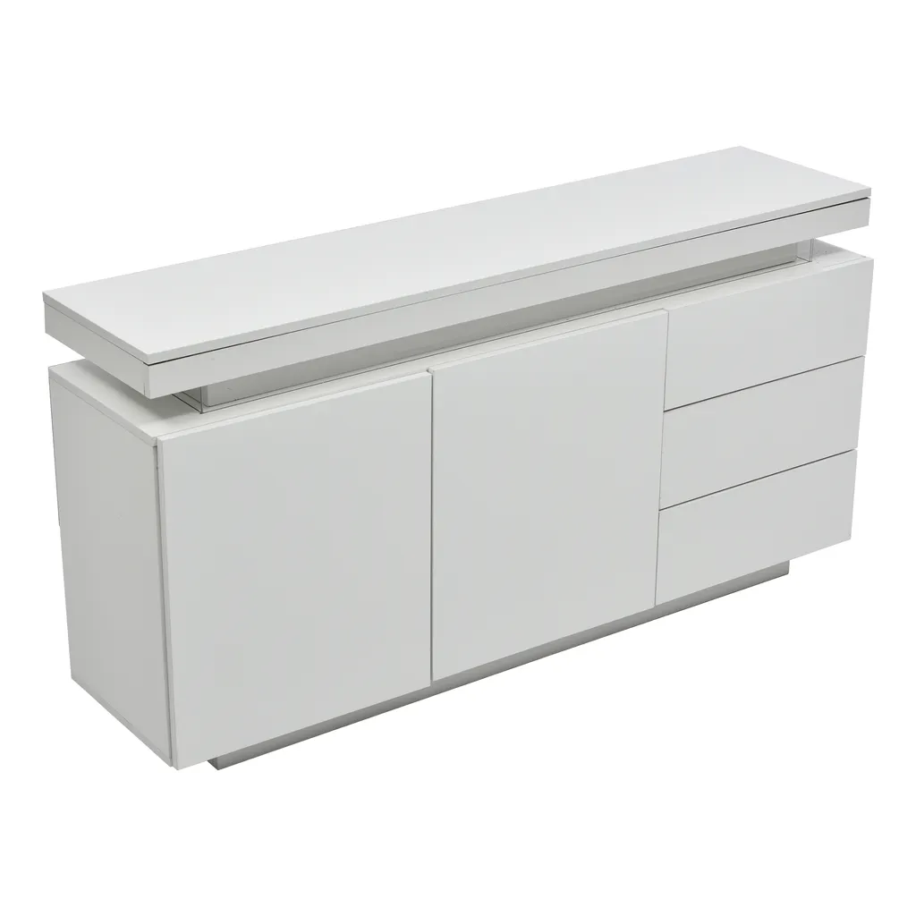 Buffet Bas Blanc Merax LED : Solution de Rangement Moderne pour Salon - 6