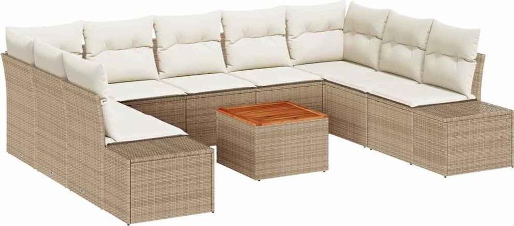 Möbel Gartensofa-set mit Kissen 10er Set,multifunktional& Moderne - Beige Poly-Rattan - Gartenmöbelset CLORIS1379471