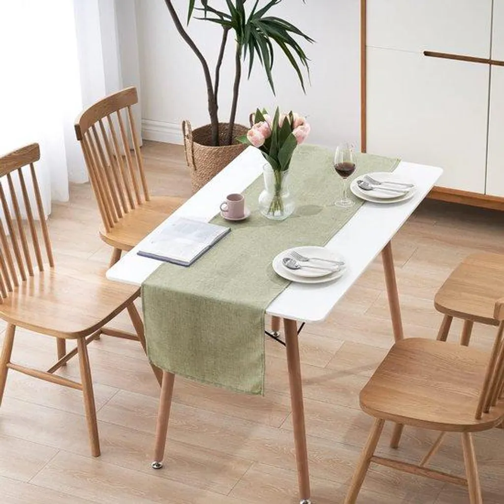 Nappe d'extérieur pour table de jardin vert aspect coton 140x260 cm