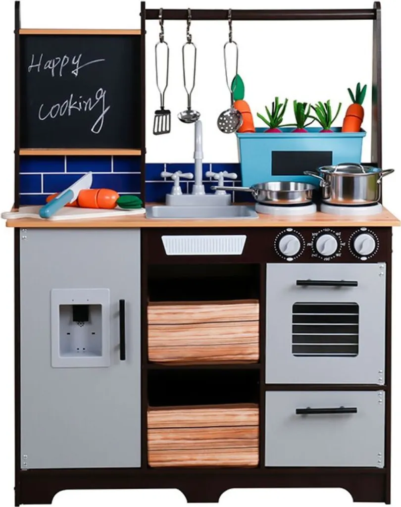 Rijoka Cuisine Enfant en Bois avec Tableau Noir et Accessoires 95cm