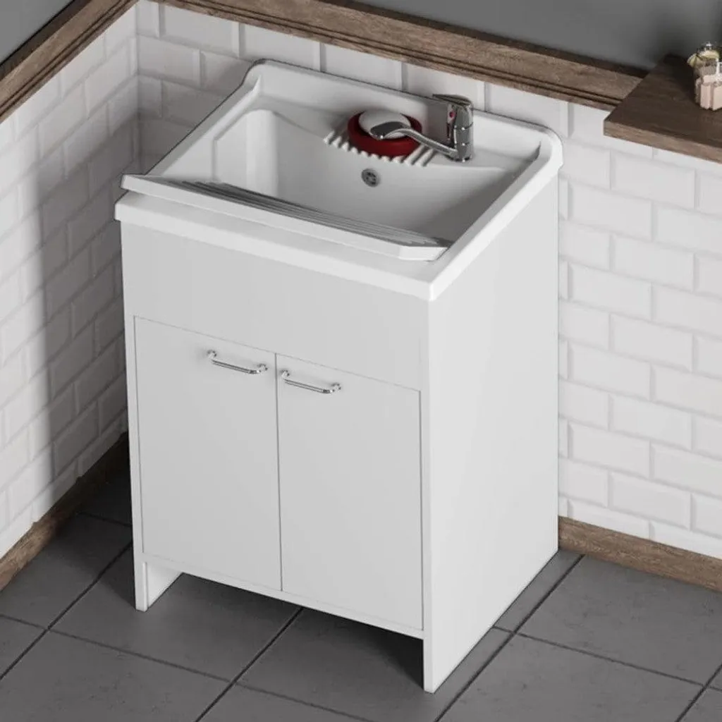Meuble-lavabo 2 portes série Panda en bois mélaminé - 60 x 60 x 84 cm