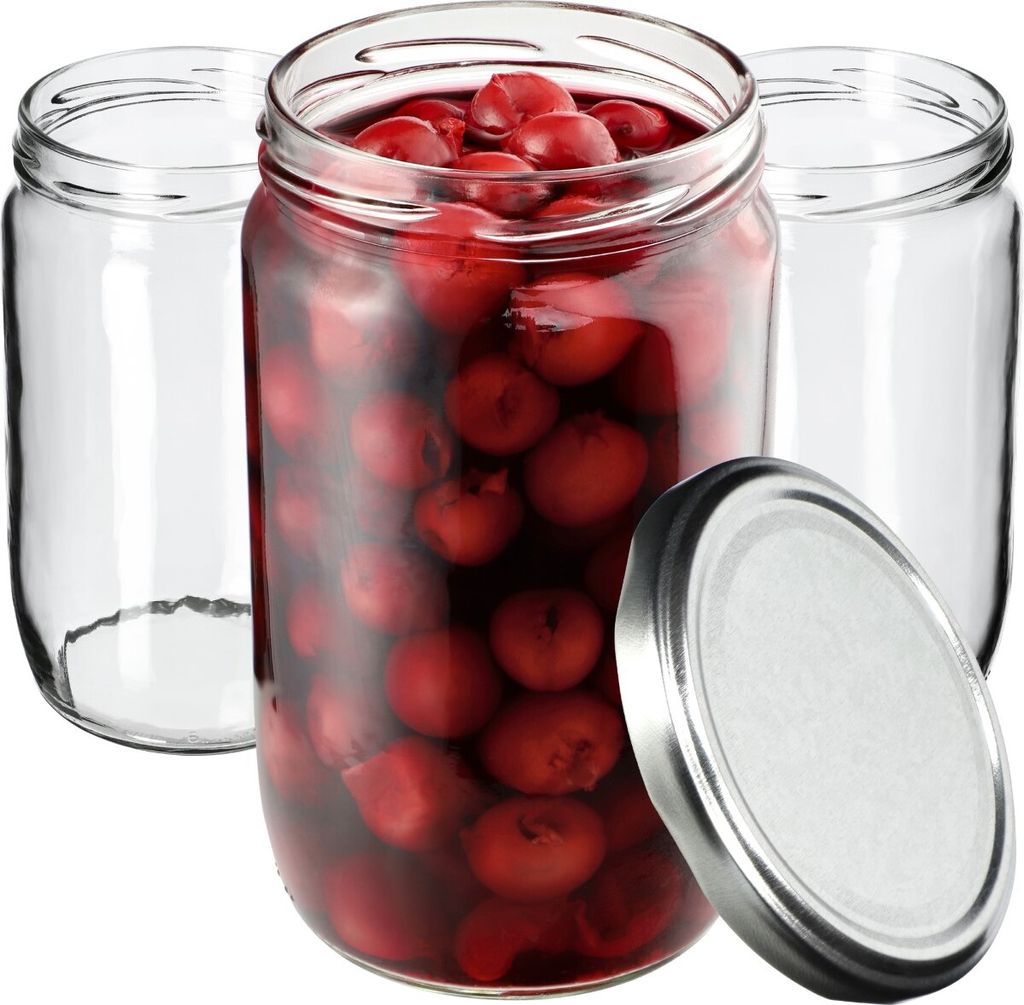 KADAX Einmachgläser mit Deckel "Niva", Marmeladengläser, Einweckgläser, 720 ml, Silber, 16 Stück