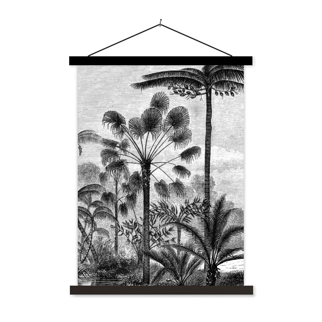 MuchoWow Textilposter Design - Bäume - Natur - Pflanzen - Botanisch 40x53 cm mit schwarzem Rahmen - Abbildung
