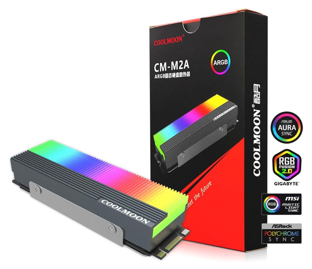 COOLMOON LED A-RGB RGB M.2 Dissipatore di calore SSD 3-PIN Immagine del prodotto 