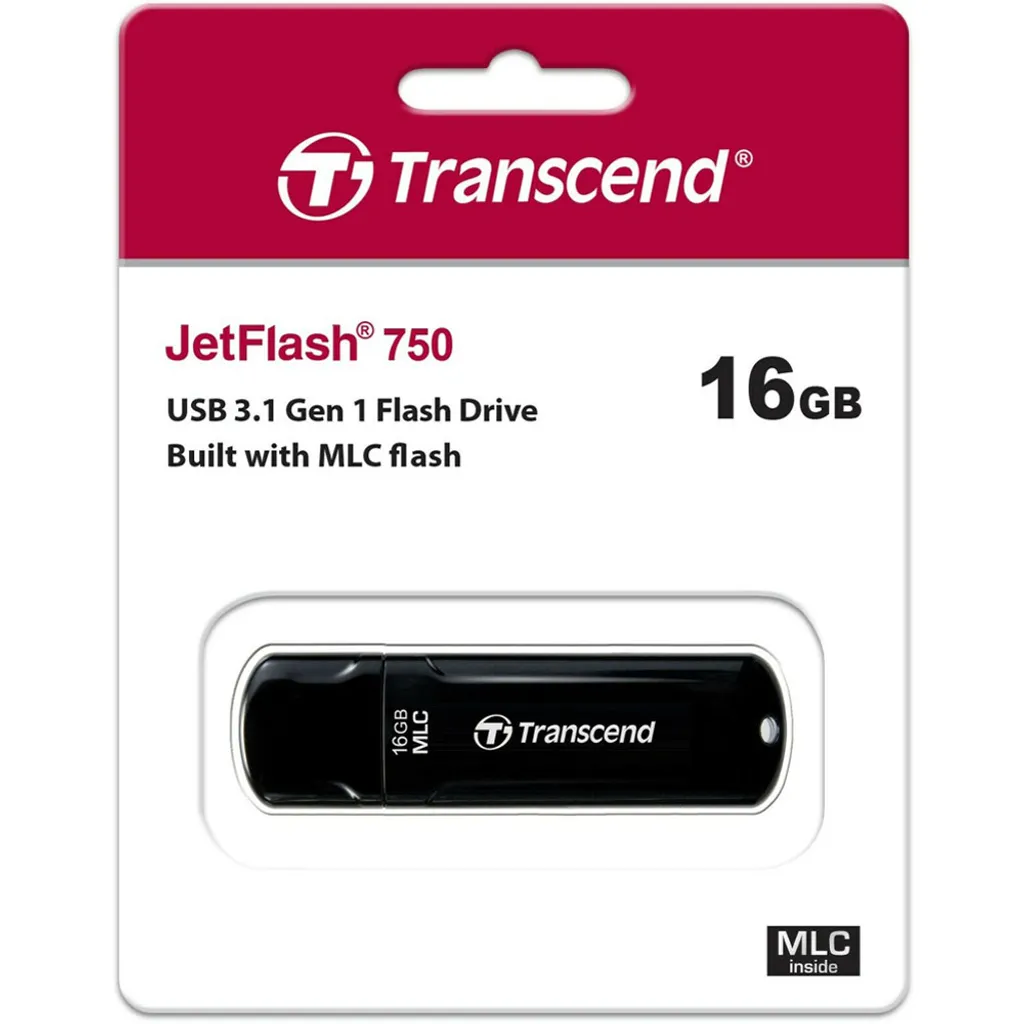Clé USB 3.0 Transcend 16 Go JetFlash 750 Noir Laqué pour Usage Intensif