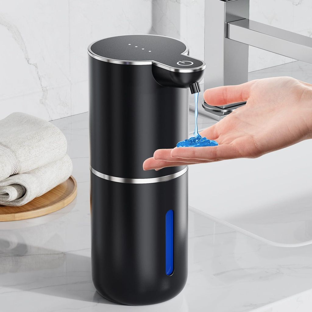 Automatischer Seifenspender, elektrischer Flüssigseifenspender, USB-aufladbar, 4 Stufen einstellbar, 380 ml, Wandmontage, geeignet für Bad/Küche...