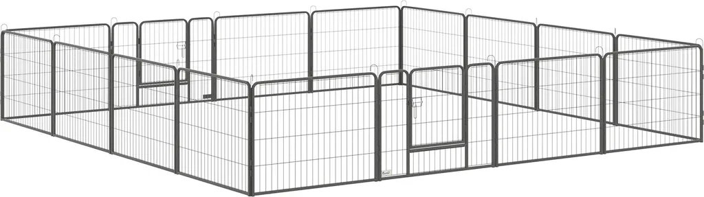 Fortuna Lai Enclos pour Chiots 60cm de Haut en Acier Noir 16 Panneaux