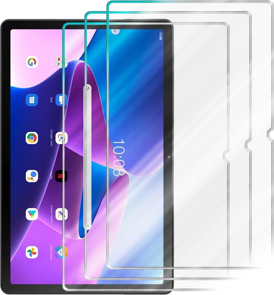 Cadorabo 3x Schutzfolie für Lenovo Tab M10 Plus 3nd in KRISTALL KLAR Gehärtetes Tempered Display-Schutzglas Panzerfolie