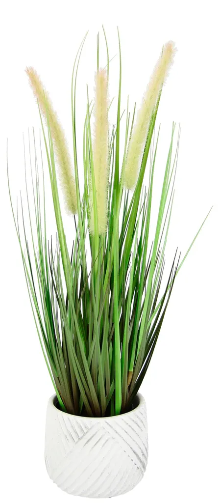 Graminées ornementales en pot et gazon synthétique décoratif 60cm